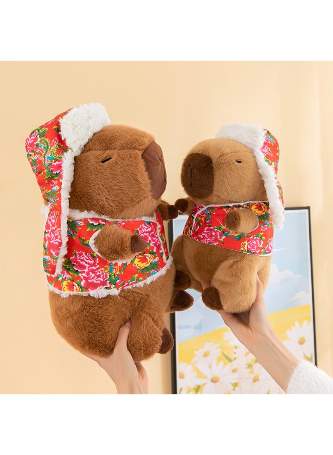 Large Flower Jacket Capybara Doll Cute Plush Toy Company Annual Meeting Gift Children Doll-Color:Strawberry Cap Capybara-Height:35cm (0.3. Kg) - Image 5