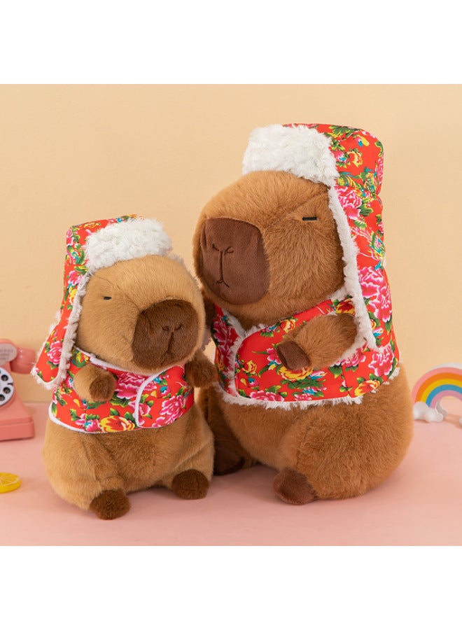 Large Flower Jacket Capybara Doll Cute Plush Toy Company Annual Meeting Gift Children Doll-Color:Strawberry Cap Capybara-Height:35cm (0.3. Kg) - Image 2