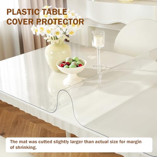 Royhom Clear Table Protector 24 x 48 Inch - 1.5mm Thick Plastic Table Cover, Clear Table Cover Protector Rectangle, Waterproof PVC Desk Mat for Coffee Table, Writing Desk, Dining Room, Dresser - Image 2