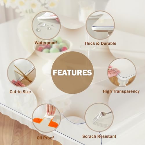 Royhom Clear Table Protector 24 x 48 Inch - 1.5mm Thick Plastic Table Cover, Clear Table Cover Protector Rectangle, Waterproof PVC Desk Mat for Coffee Table, Writing Desk, Dining Room, Dresser - Image 5