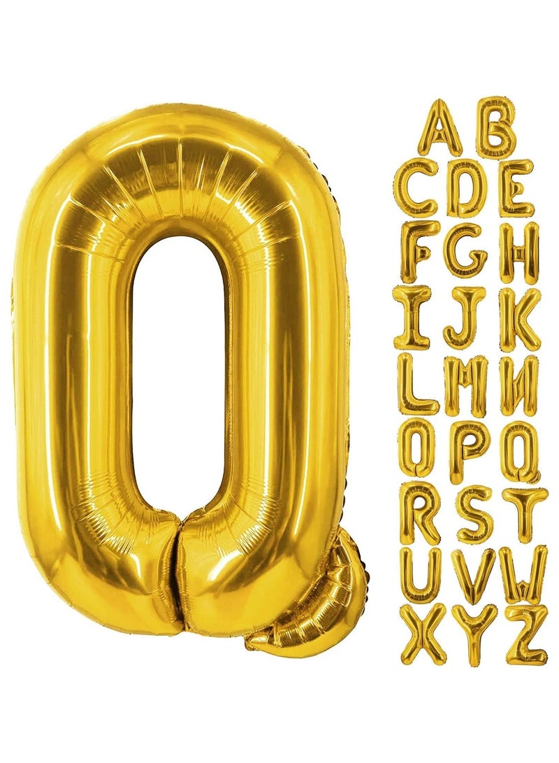 جولد إيدج بالونات هيليوم كبيرة الحجم من رقائق معدنية على شكل حرف Q باللون الذهبي مقاس 32 بوصة، بالون مايلر كبير واحد، مستلزمات تزيين حفلات أعياد الميلاد وحفلات استقبال المولود الجديد (Q ذهبي) - Image 3