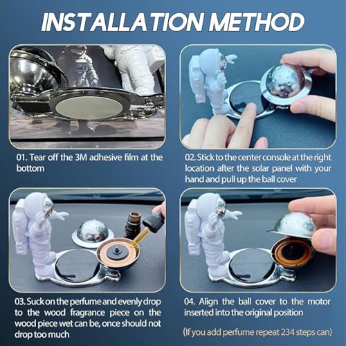 YOURKARTS.COM Solar Car Perfume Diffuser – Aircraft Design Metal Body with Rotating Wing, Solar-Powered Aromatherapy & Car Decoration – Long-Lasting Car Fragrance | car accessories 2025 (Astronaut) - Image 5