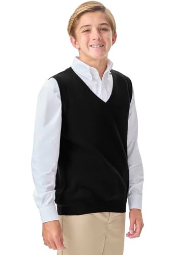 CLASSROOM Big Boys' Uniform Sweater Vest, Black, Large - Image 5