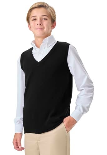 CLASSROOM Big Boys' Uniform Sweater Vest, Black, Large - Image 3