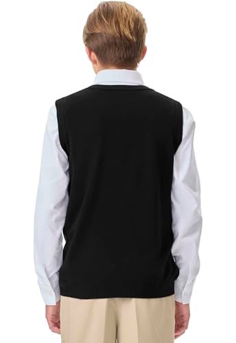 CLASSROOM Big Boys' Uniform Sweater Vest, Black, Large - Image 4