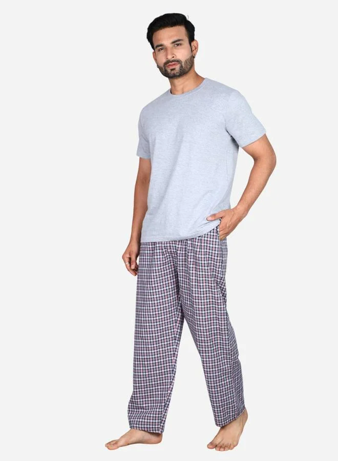 victor and jane Victor and Jane Solid Short Sleeve T-Shirt and Checked Pyjama Set