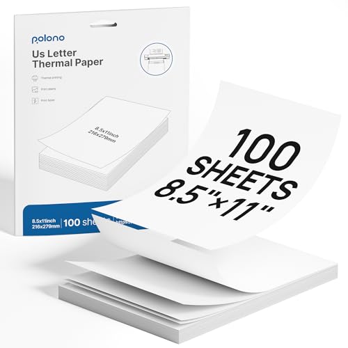 POLONO D810 Thermal Printer Paper 85 x 11 Inch Advanced Thermal Printing US Letter Size Thermal Paper Compatible with D810 Size 85 x 11 1 Pack 100 Sheets - Image 1