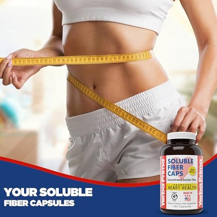 Yerba Prima Soluble Fiber Formula Capsules, 180 Count - Premium Dietary Fiber Supplement, Natural, Concentrated Soluble Fiber, Gluten Free, Non-GMO, Made in USA - Image 2