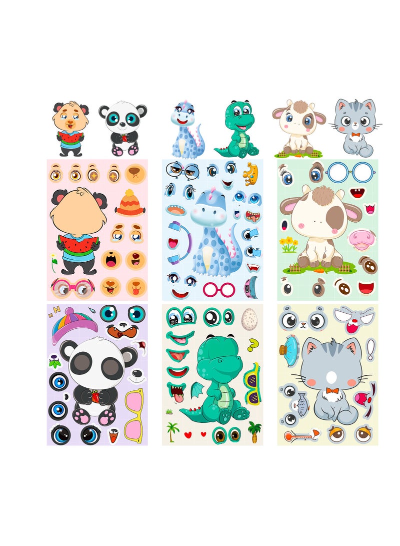 6pcs animal puzzle stickers early education face changing stickers baby puzzle diy stickers puzzle stickers for children - Image 2