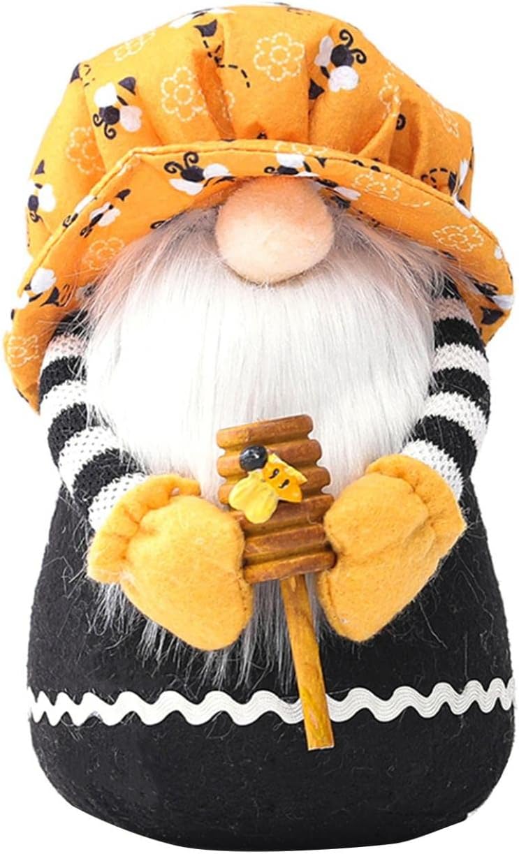 klarako Bee Gnome Sunflower Doll Spring Decor Handmade Swedish Honey Bee Gnome Gonks Doll Spring Sunflower Gonks Figures Faceless Doll Home Farmhouse Kitchen Decor Desktop Ornaments (A) - Image 1