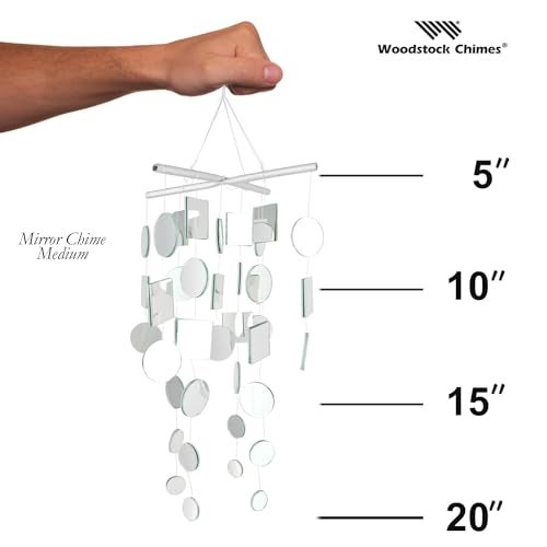 Woodstock Chimes Asli Arts Collection, Mirror Chime, Medium (20'') Capiz Wind Chimes for Outdoor, Patio, Home or Garden Décor (C125) - Image 3