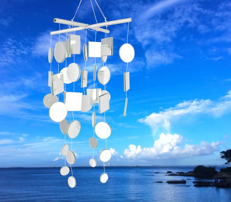 Woodstock Chimes Asli Arts Collection, Mirror Chime, Medium (20'') Capiz Wind Chimes for Outdoor, Patio, Home or Garden Décor (C125) - Image 2