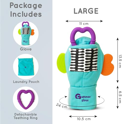 Gummee Anti Bite Sensory Glove for Kids Chewing Glove Hand Protection Mitt with Detachable Teether Autism ADHD SPD Sensory Aid Bite Glove for Hand Chewing 1117 Years BPA Free - Image 3