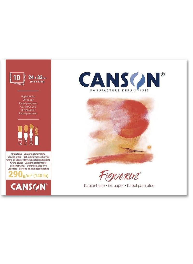 CANSON 24x30cm Size Oil Painting Figueras Paper Pad 10 Sheets 290gsm Thickness - Image 1