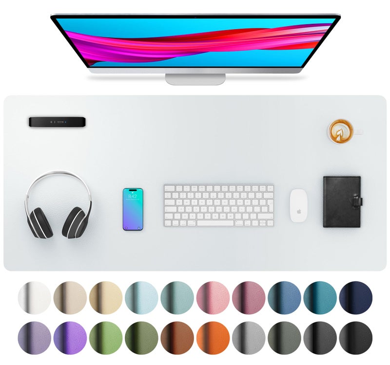 Aothia Leather Desk Pad Protector, Mouse Pad, Office Desk Mat, Non-Slip PU Leather Desk Blotter, Laptop Desk Pad, Waterproof Desk Writing Pad for Office and Home (Barely Grey, 36" x 17") - Image 1