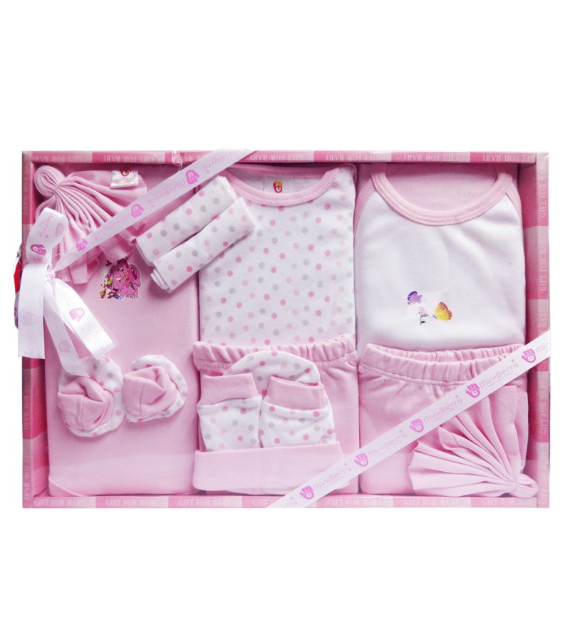 Mini Berry Unisex Cotton Printed 13 Piece Gift Set (,Pink), 0 Months and Up - Image 4