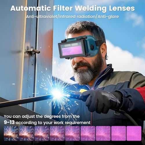 Holulo Auto Darkening Welding Goggles with Clear Inner Lenses Welding Helmet Solar Welder Eyes Glasses Flip Up Lens Eye Protection (Dark Green) - Image 4