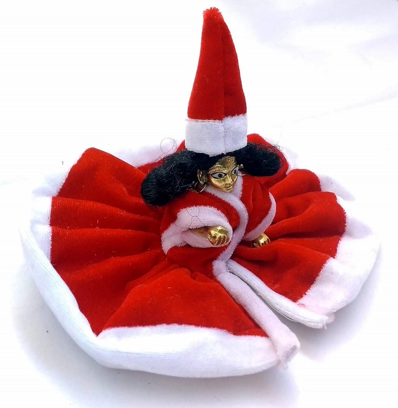 Reyon REYON Valvet Kanha Ji Poshak Bal Gopal Kanha JiThakur Ji Heavy Fancy Xmas Cap Janmashtami Special Krishna Christmas Theme Winter Dress for Puja Red Size02 - Image 3