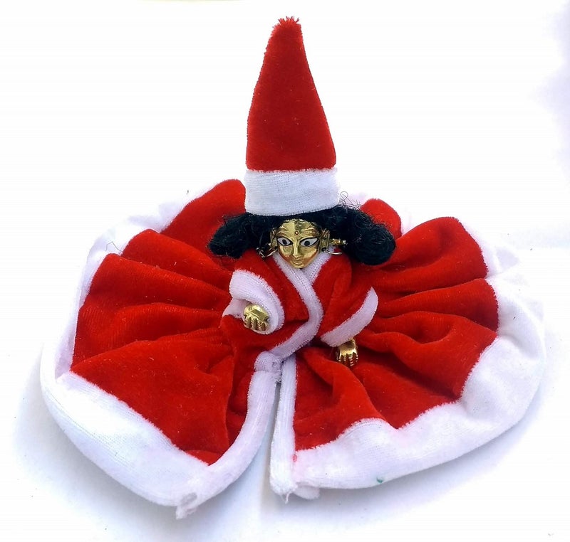 Reyon REYON Valvet Kanha Ji Poshak Bal Gopal Kanha JiThakur Ji Heavy Fancy Xmas Cap Janmashtami Special Krishna Christmas Theme Winter Dress for Puja Red Size02 - Image 1