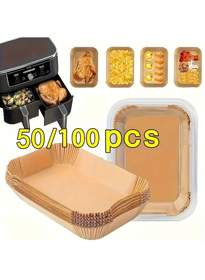 100pcs Disposable Non Stick Air Fryer Paper Liners Rectangular Oil Water Resistant Easy Clean For Ninja Double Dutch Oven Xxl Small Air Fryer Accessories Holiday Gift - Image 1