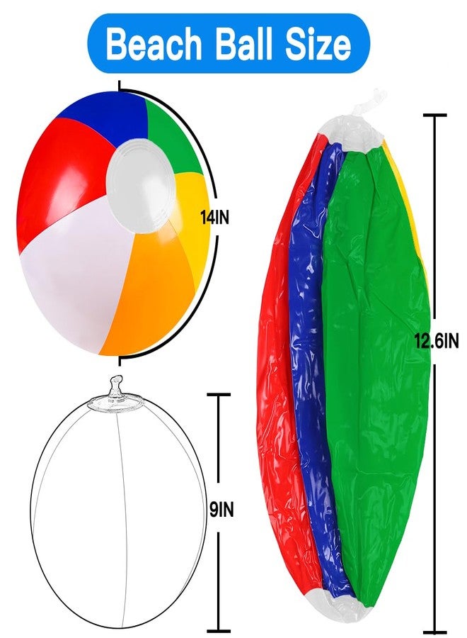 Vellibring 16 Pack 12" Summer Inflatable Beach Balls Bulk Rainbow Swimming Pool Water Games Toys for Kids Summer Party Supplies Decorations - Image 2