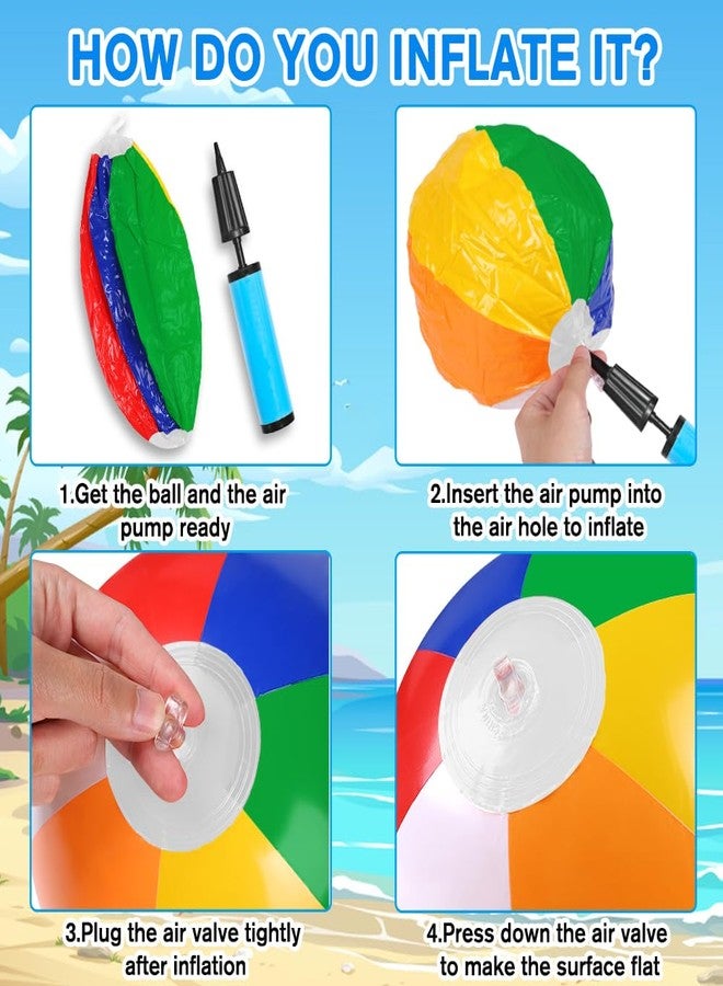 Vellibring 16 Pack 12" Summer Inflatable Beach Balls Bulk Rainbow Swimming Pool Water Games Toys for Kids Summer Party Supplies Decorations - Image 4
