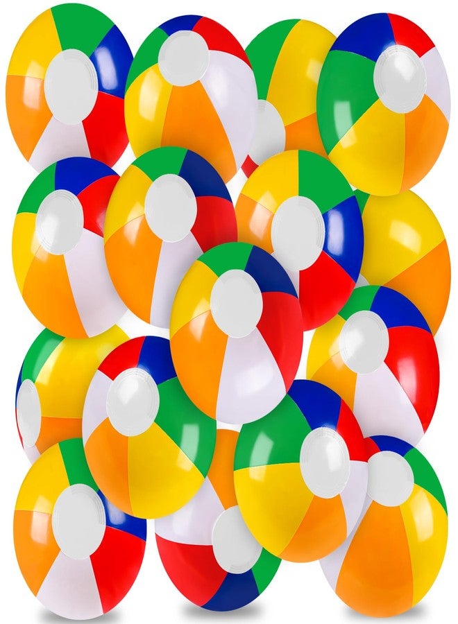 Vellibring 16 Pack 12" Summer Inflatable Beach Balls Bulk Rainbow Swimming Pool Water Games Toys for Kids Summer Party Supplies Decorations - Image 1