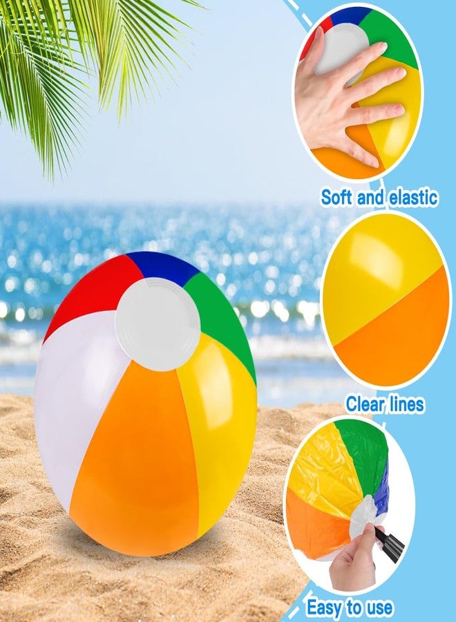 Vellibring 16 Pack 12" Summer Inflatable Beach Balls Bulk Rainbow Swimming Pool Water Games Toys for Kids Summer Party Supplies Decorations - Image 3