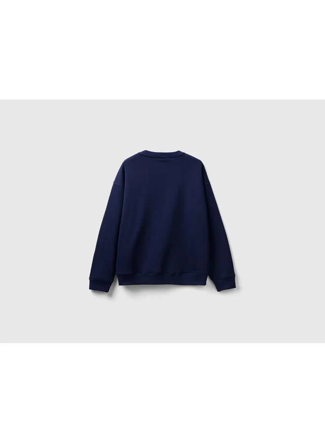 يونايتد كولورز أوف بينتيون Crew Neck Sweatshirt With Logo Print