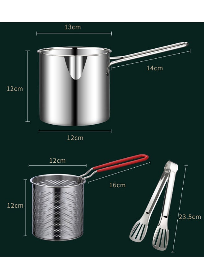 Small Deep Fryer Pot with Basket Mini Oil Fryer 304 Stainless Steel Anti Scald Handle Fuel Saving Design Portable for Home Outdoor Fries Fish Chicken Seafood - Image 5