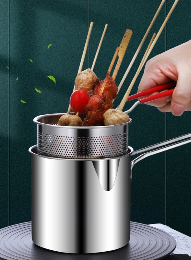 Small Deep Fryer Pot with Basket Mini Oil Fryer 304 Stainless Steel Anti Scald Handle Fuel Saving Design Portable for Home Outdoor Fries Fish Chicken Seafood - Image 3