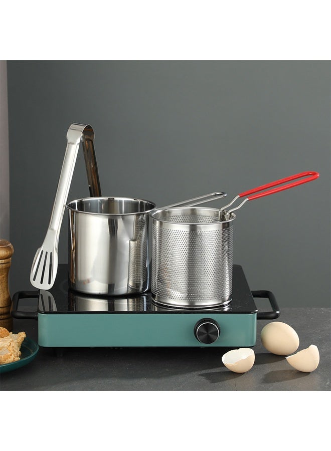 Small Deep Fryer Pot with Basket Mini Oil Fryer 304 Stainless Steel Anti Scald Handle Fuel Saving Design Portable for Home Outdoor Fries Fish Chicken Seafood - Image 4