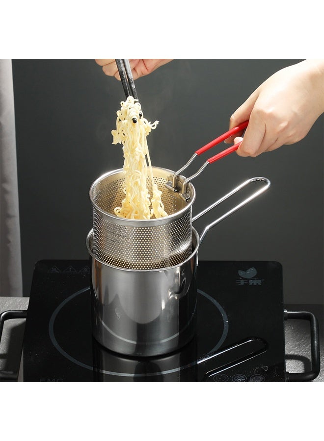 Small Deep Fryer Pot with Basket Mini Oil Fryer 304 Stainless Steel Anti Scald Handle Fuel Saving Design Portable for Home Outdoor Fries Fish Chicken Seafood - Image 2