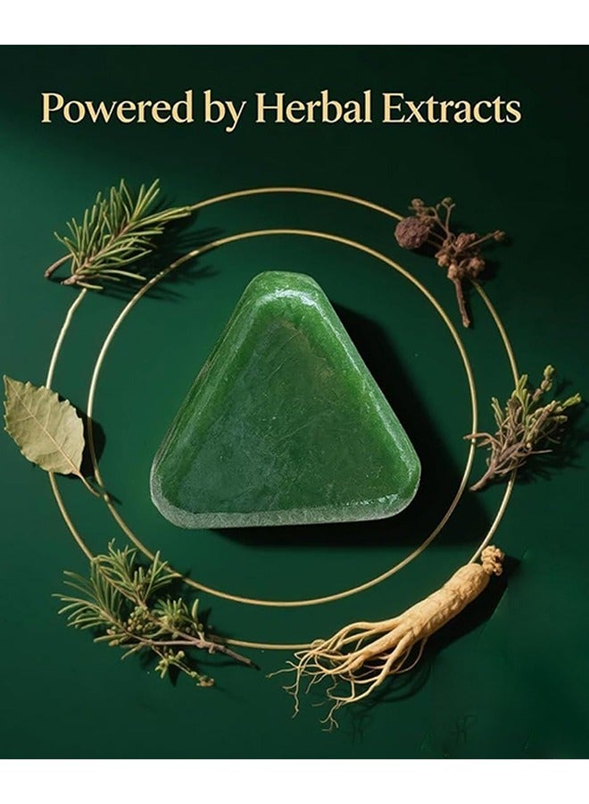 طبيعة شامبو بار مثلثي طبيعي، 120 جرام شامبو صلب من عشب عثمان، بار شامبو مثلثي طبيعي لنمو الشعر، صابونة بلسم طبيعية من عشب عثمان، لجميع أنواع الشعر - Image 2