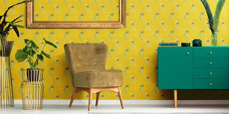 Asian Paints ezyCR8 Vivid Orange-Yellow Feather Design Non-Adhesive Wallpaper for Home & Office, Easy Application, Water Resistant, PVC Coated Interior Décor (53cm x 950cm)| (54 sq. ft. per roll) - Image 4