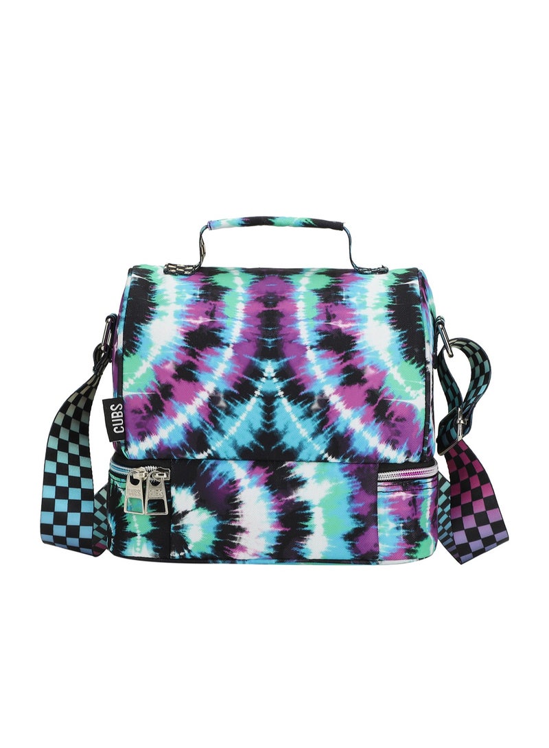 CUBS Tie Dyed Waterproof double decker lunch bag with removable shoulder strap carrying your favorite meals to school, work or while traveling - Image 3