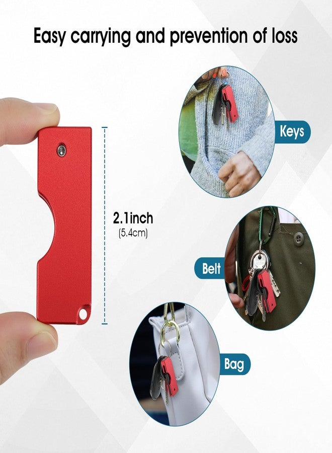 ريير حافظة حماية من الألومنيوم مناسبة لمفتاح Yubikey 5C NFC - حامل سلسلة مفاتيح بتصميم قلاب منزلق لسهولة الوصول والحماية اليومية، لون أحمر - Image 5
