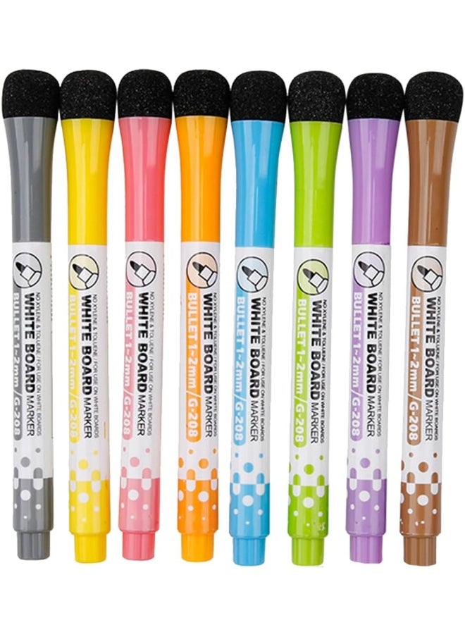 ECVV 8 Pack Whiteboard Pens Dry Erase Magnetic Whiteboard Markers Easy to Wipe Meeting Pen with Eraser Cap for Writing on Whiteboards, Glass, Mirror  - Image 1