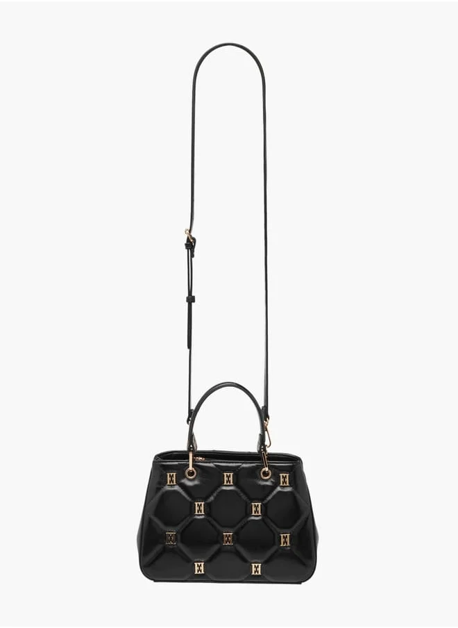 ايل Women Monogram Accent Tote Bag with Detachable Strap and Zip Closure