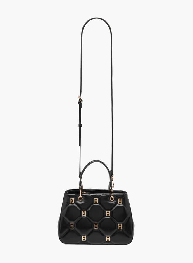 ELLE Women Monogram Accent Tote Bag with Detachable Strap and Zip Closure - Image 2