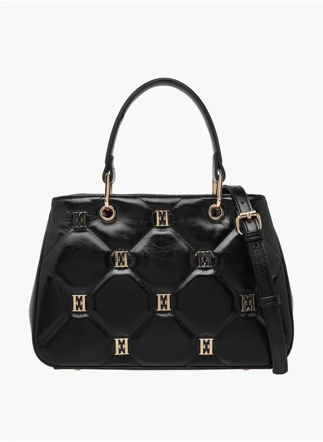 ايل Women Monogram Accent Tote Bag with Detachable Strap and Zip Closure
