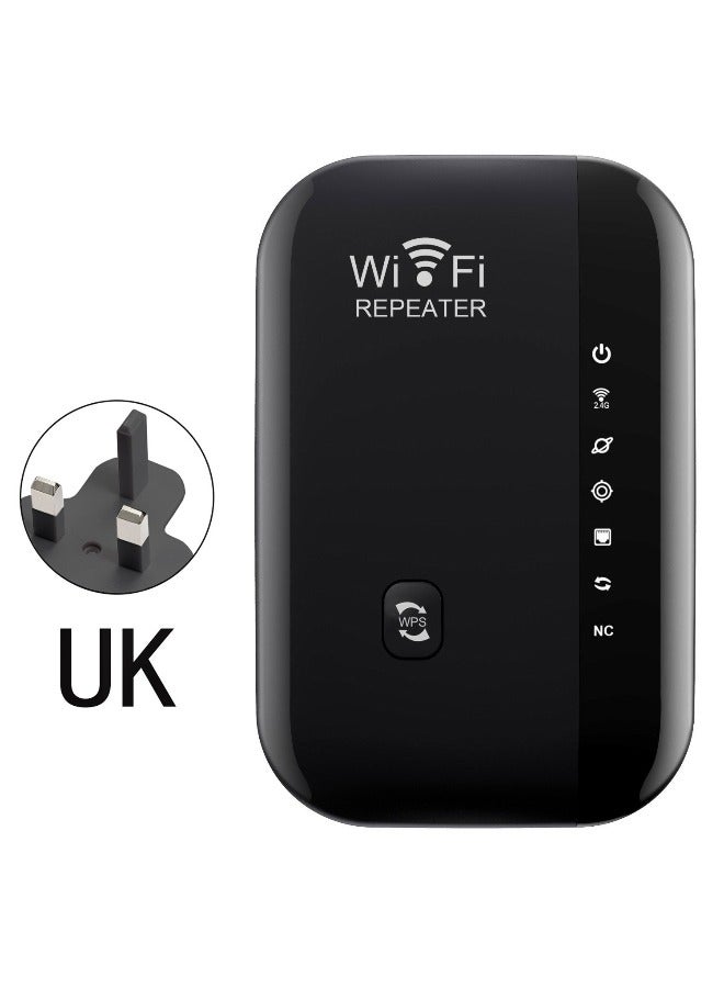 300Mbps WiFi Extender, Covers Up to 5000 Sq.ft, Internet Booster, Wireless Internet Repeater - Black - Image 1