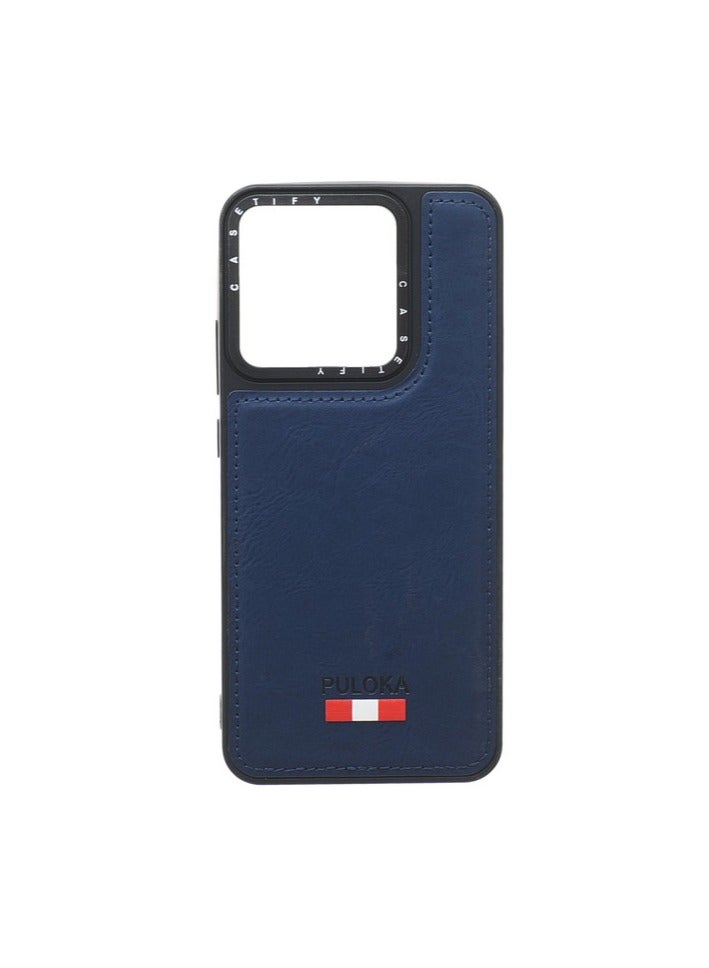 Leather Silicone And Plastic Back Phone Protection Cover For Infinix Smart 7 - Navy - Image 1