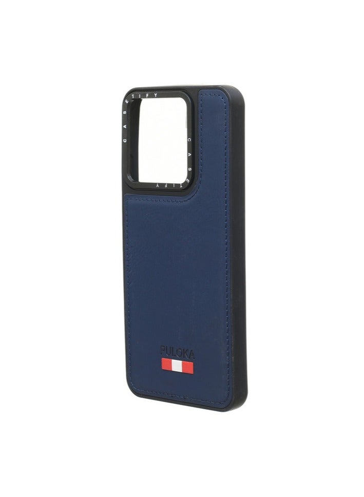 Leather Silicone And Plastic Back Phone Protection Cover For Infinix Smart 7 - Navy - Image 3