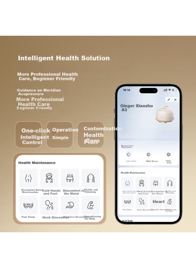 بريو Breo Ginger Xiaozhu A3 صندوق الكي الذكي Intelligent Acupuncture Cup المنزلي المحمول الخالي من الدخان Electronic Moxibustion Box جهاز الكي فرشاة خط الطول هدية لأصدقاء عيد ميلاد يوم الأم - Image 3