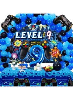 Vlipoeasn 90PCS 9th Birthday Video Game Party Decorations for Boys Set Blue 9th Birthday Supplies -9th Video Game Backdrop, Balloons, Tablecloth, Gamer and 9 Foil Balloons for 9th Birthday Party - pzsku/Z0FA135D6EEC2B8D57708Z/45/_/1736426671/6463b6b2-33a8-48fc-8b41-dd55d8572007