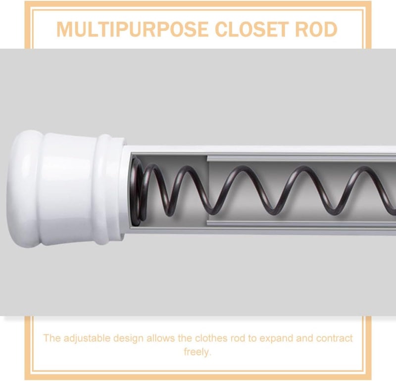 Retractable Telescopic Shower Curtain Rod 50-80cm, Thickened Waterproof Tension Pole, White Non-drill Clothes Rail for Bathroom and Kitchen Storage - Image 2