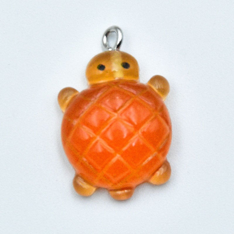 Ocean Series Resin Luminous Cute Cartoon Hanging Simulation Little Turtle Little Turtle Pendant DIY Jewelry Accessories 13-orange - Image 2