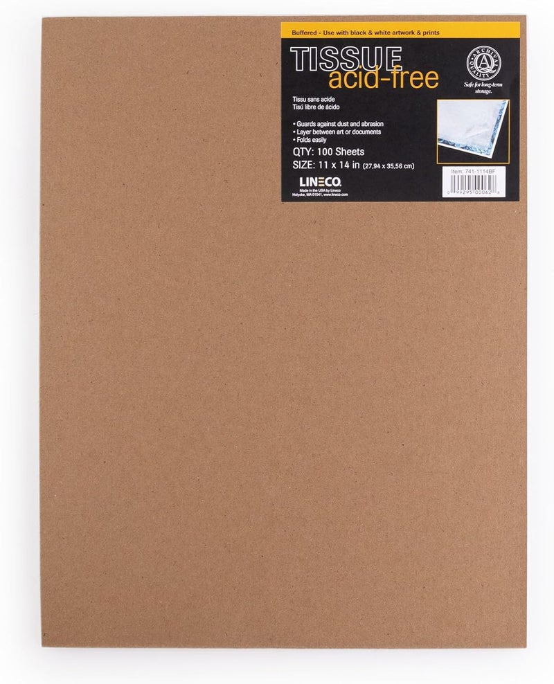Lineco Buffered Acid-Free Interleaving Tissue 11" x14", Archival Paper Extends Life of Pictures, Photographs, Artwork and Textiles, for Black & White, Color, and Albumen Prints, Pack of 100 - Image 1