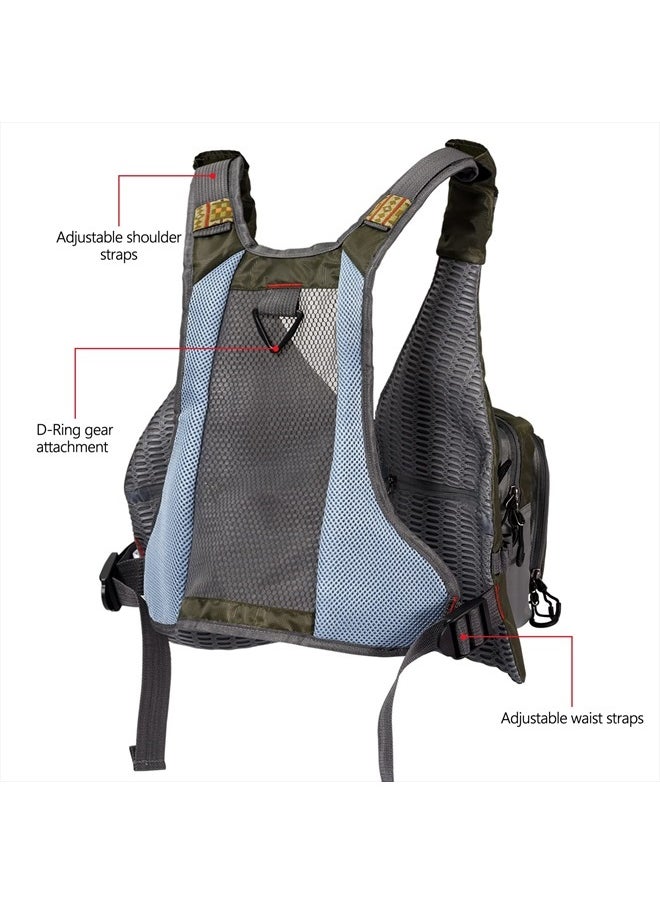 BASSDASH - Fly Fishing Vest with Pockets Adjustable Size for Men Women Bass Trout Fishing FV12 - Image 1
